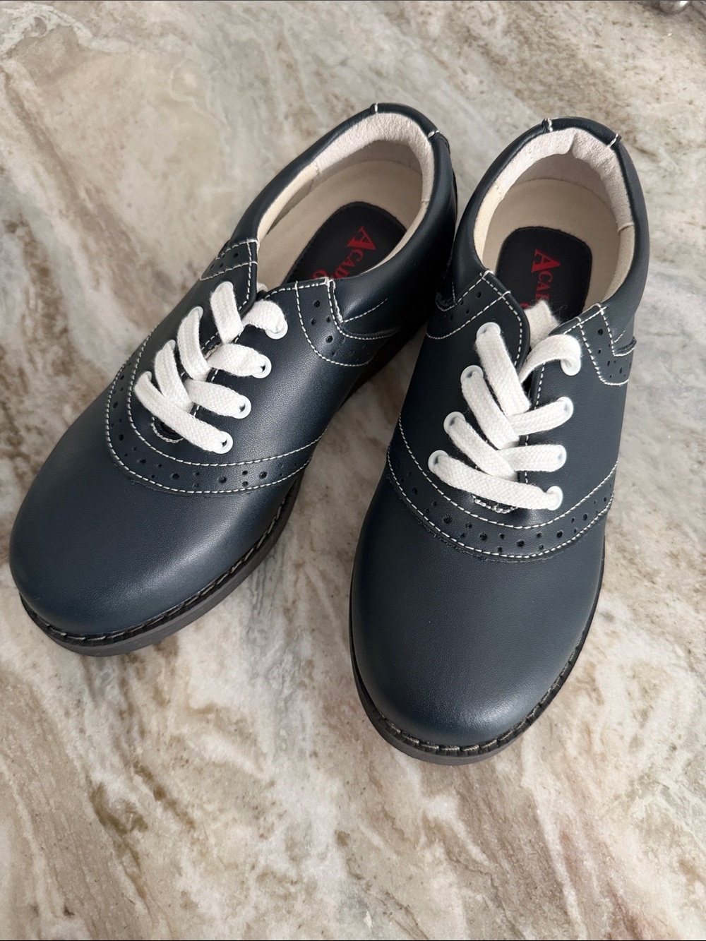 Academie Gear Kids Navy and White Lace-Up Saddle Shoes- Cheer size 2.5